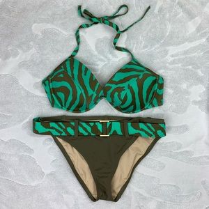 Victoria’s Secret green tiger stripe Bikini Set